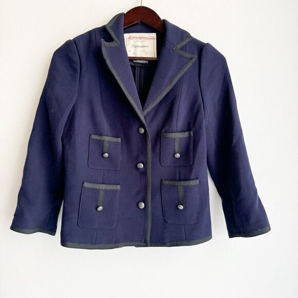 Anthropologie Cartonnier Navy Blue Preppy Blazer 4 - Picture 3 of 6